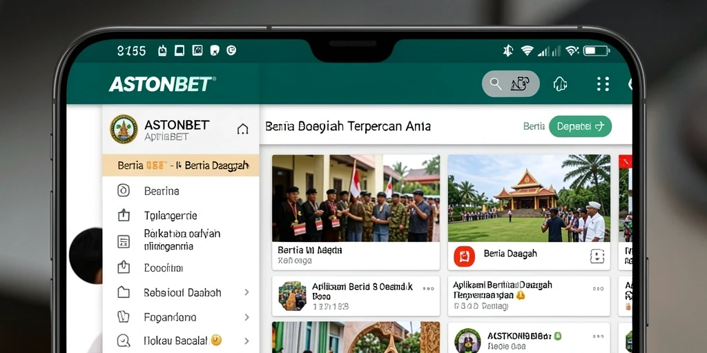 Tampilan antarmuka aplikasi ASTONBET untuk berita daerah.