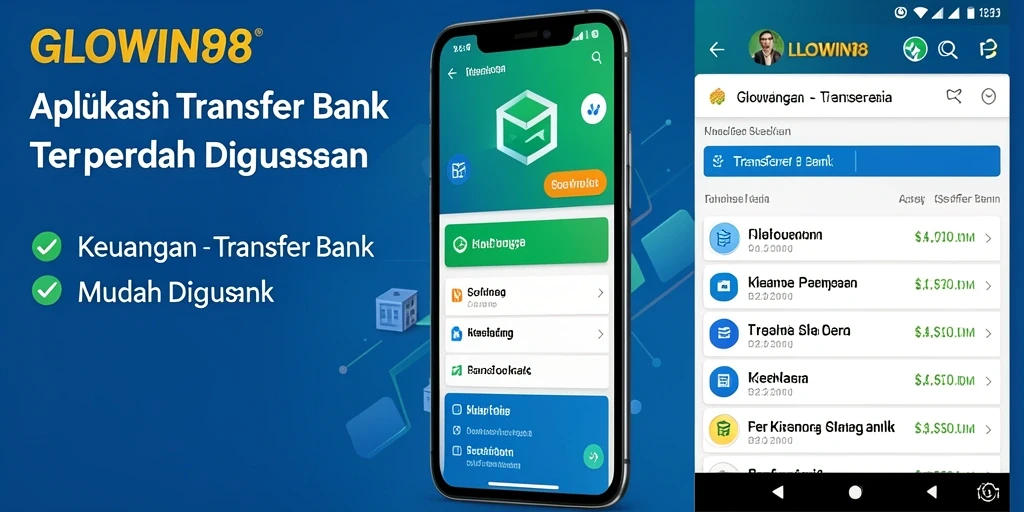 Antarmuka aplikasi GLOWIN88 yang sederhana dan fungsional untuk transfer bank.