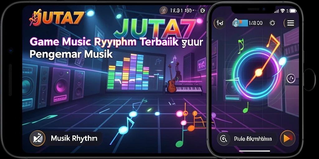 Antarmuka permainan Musik Rhythm JUTA7 yang menarik dan intuitif.