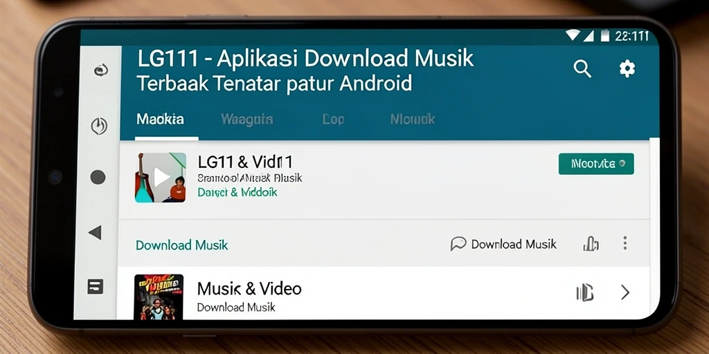 Antarmuka aplikasi LG111 menampilkan fungsi Download Musik yang sederhana dan efisien.