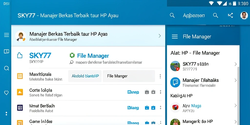 Antarmuka aplikasi File Manager SKY77 yang user-friendly dan sederhana.